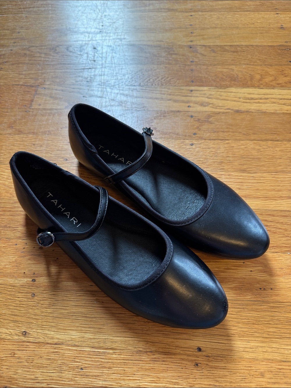 Tahari Black Mary Jane Ballet Flats with Strap